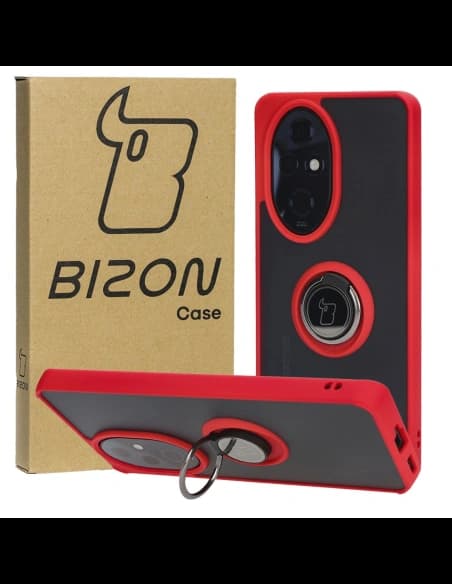 Bizon Case Hybrid Ring Honor 200 Pro rauchig mit einem roten Rahmen