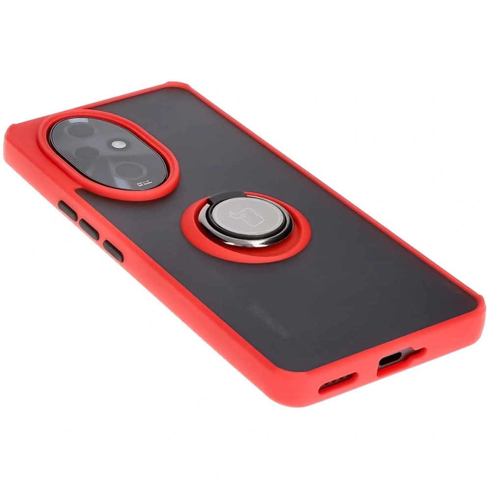 Bizon Case Hybrid Ring Honor 200 Pro smoky with a red frame - 4