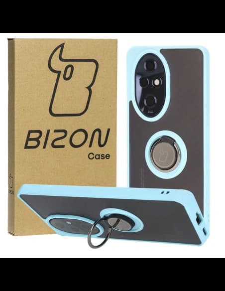 Bizon Case Hybrid Ring Honor 200 Pro rauchig mit einem hellblauen Rahmen