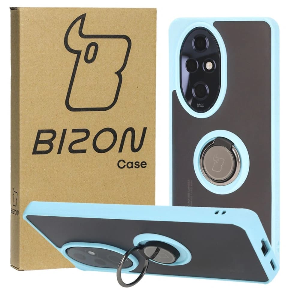 Bizon Case Hybrid Ring Honor 200 Pro smoky with a light blue frame - 1