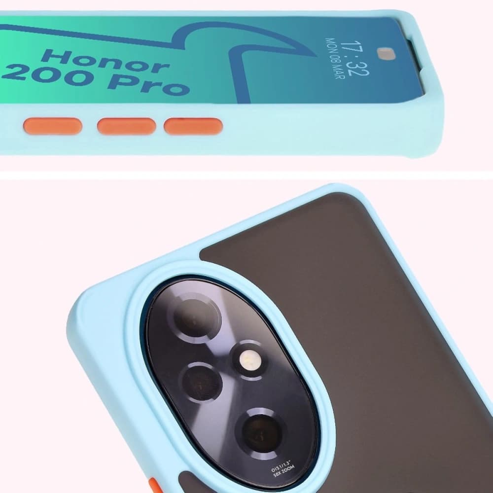 Bizon Case Hybrid Ring Honor 200 Pro smoky with a light blue frame - 7