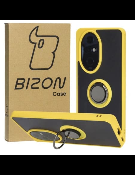 Bizon Case Hybrid Ring Honor 200 Pro rauchig mit einem gelben Rahmen