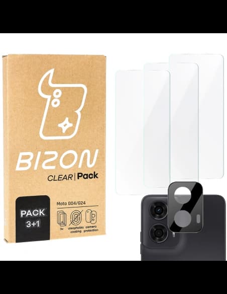 Bizon Clear 3x kijelző üveg + kamera üveg Motorola Moto G04/G24