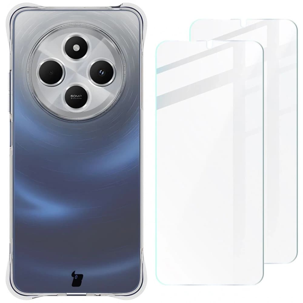 Bizon Case Clear Pack Hülle + 2x Bildschirmglas für Redmi 14C 4G klar - 1
