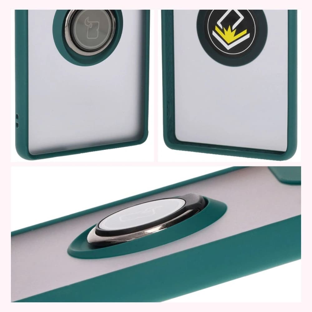 Bizon Case Hybrid Ring Motorola Edge 50 Fusion rauchig mit einem dunkelgrünen Rahmen - 4