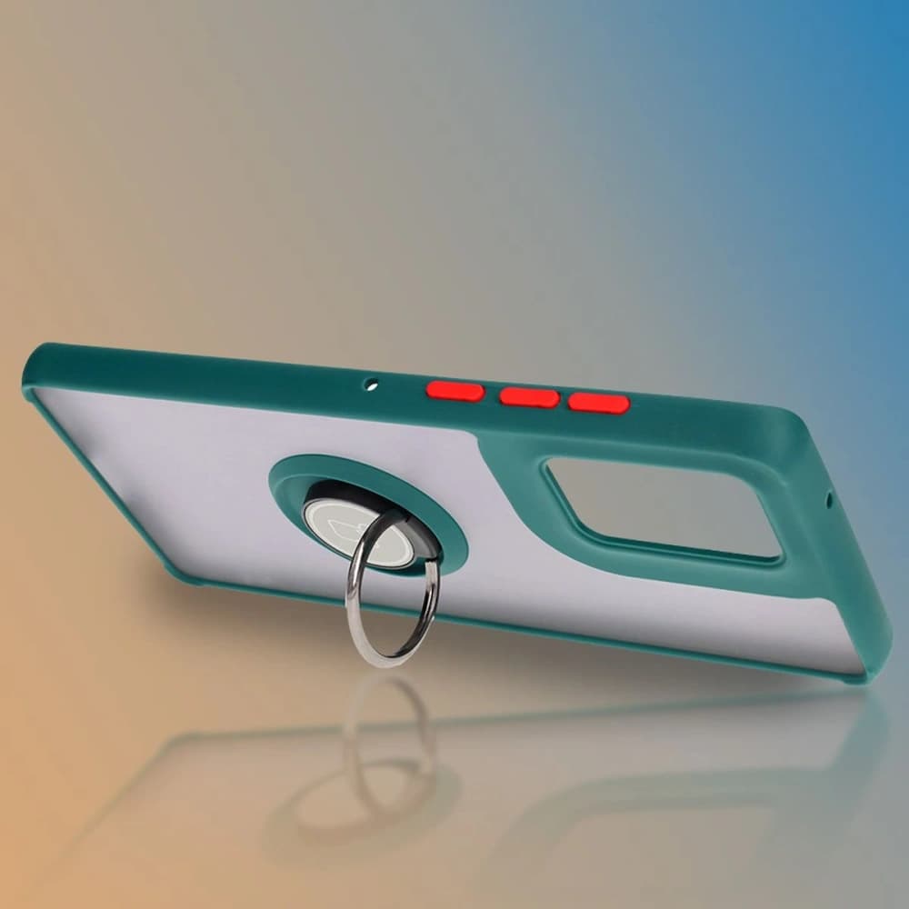 Bizon Case Hybrid Ring Motorola Edge 50 Fusion rauchig mit einem dunkelgrünen Rahmen - 6