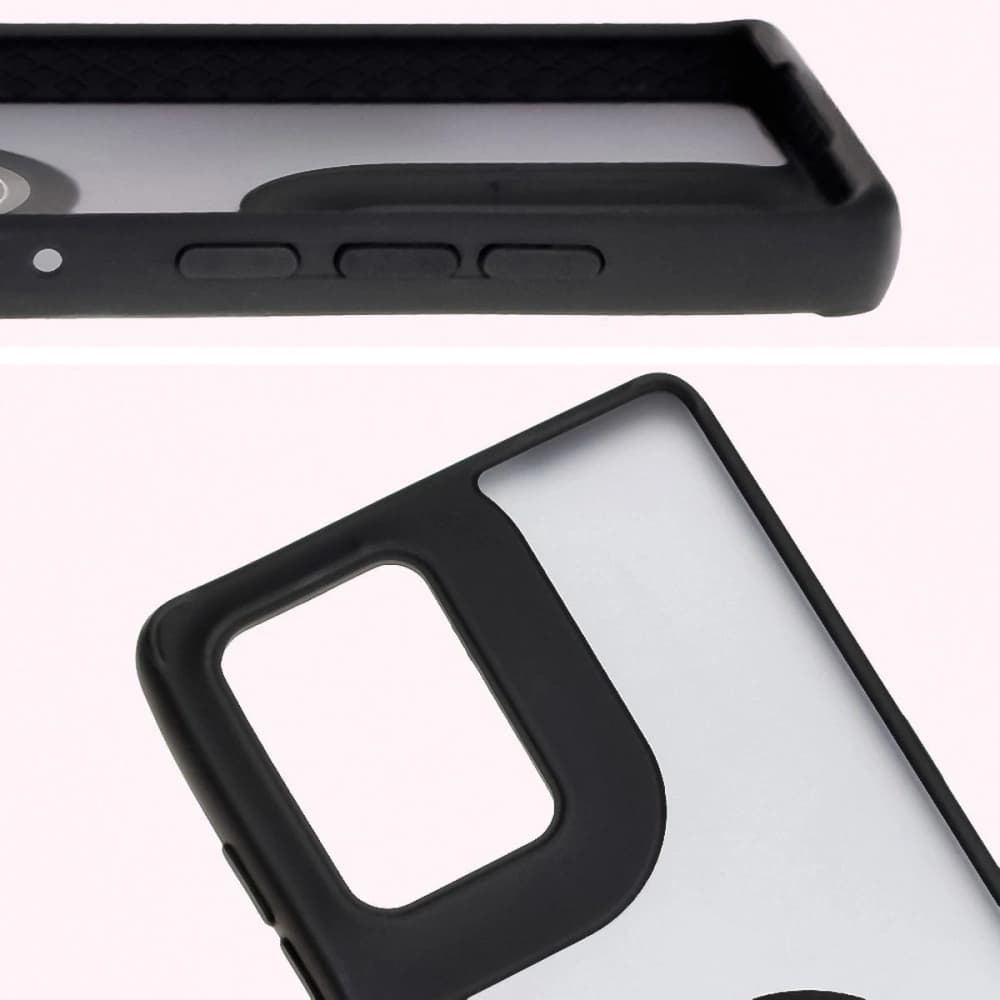 Pouzdro s úchytem na prst Bizon Case Hybrid Ring pro Motorola Edge 50 Fusion kouřové s černým rámem - 3