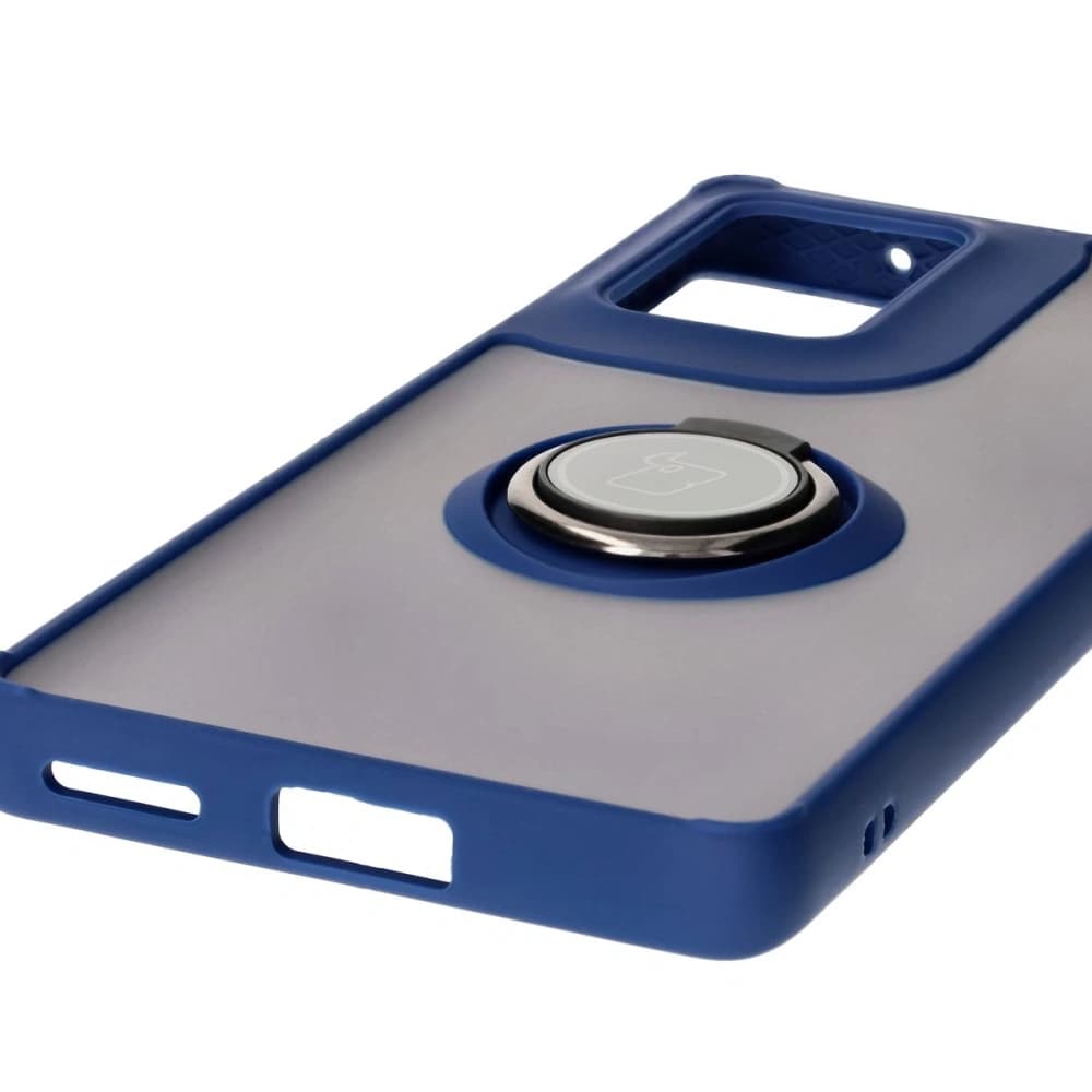 Etui s úchytem na prst Bizon Case Hybrid Ring pro Motorola Edge 50 Fusion kouřové s modrým rámem - 5