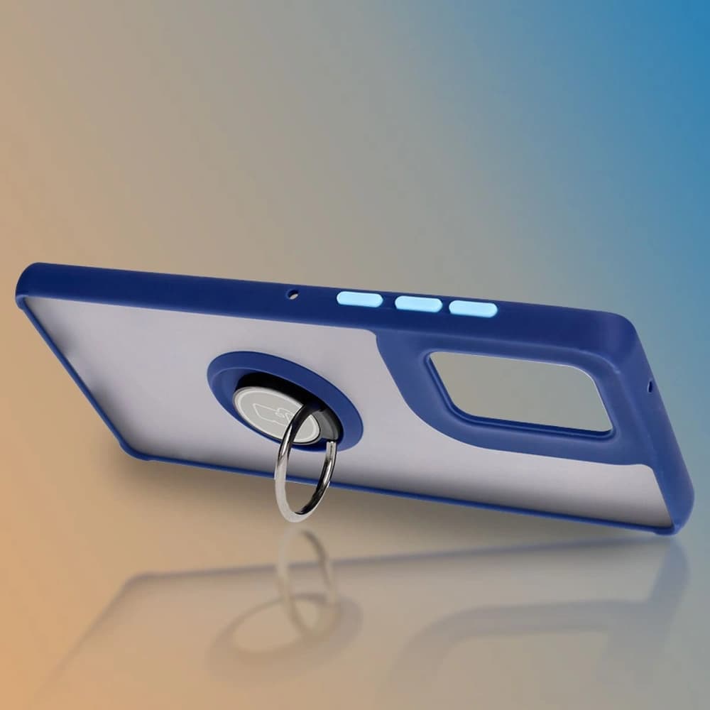 Etui s úchytem na prst Bizon Case Hybrid Ring pro Motorola Edge 50 Fusion kouřové s modrým rámem - 6