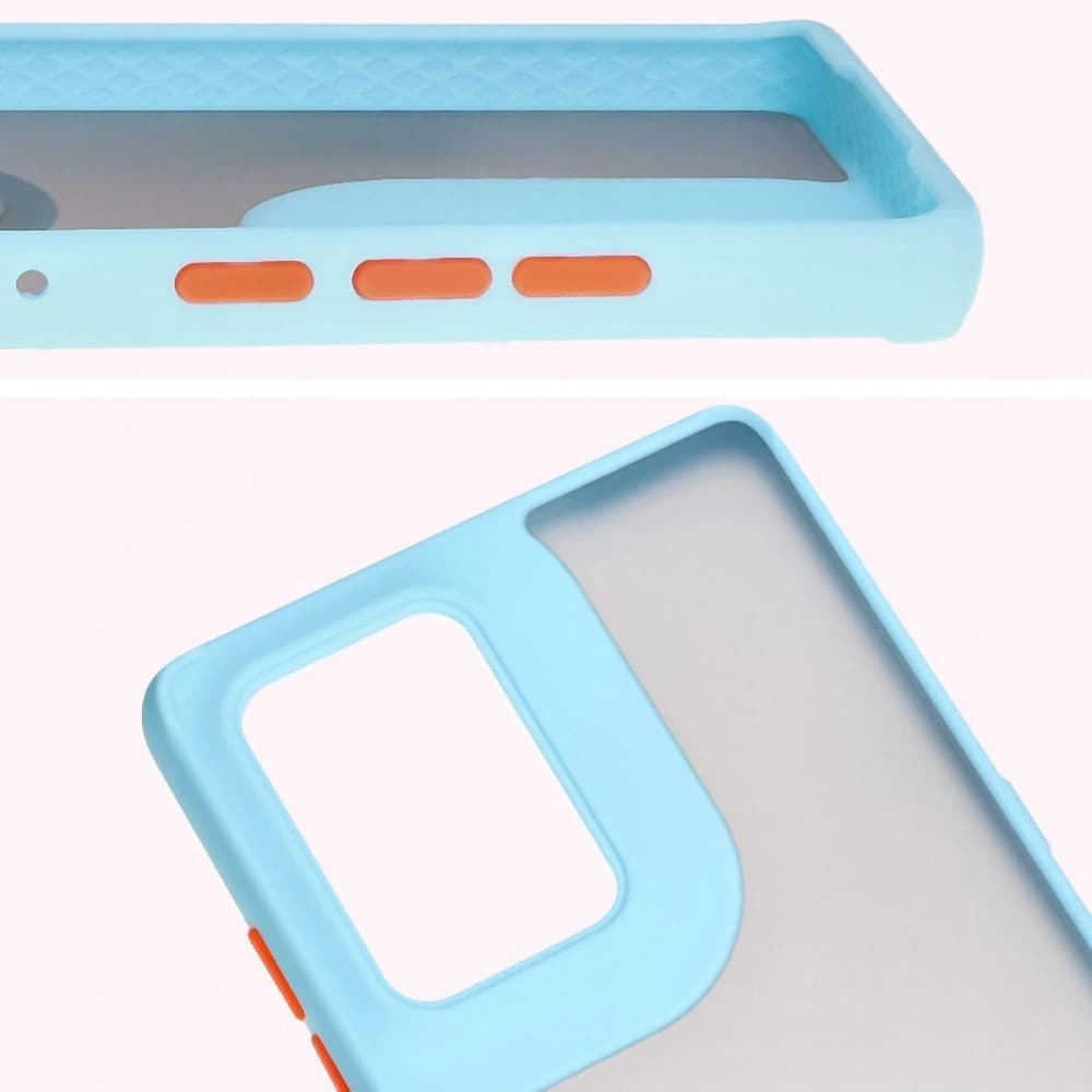 Etui s držákem na prst Bizon Case Hybrid Ring pro Motorola Edge 50 Fusion kouřové s jasně modrým rámem - 3