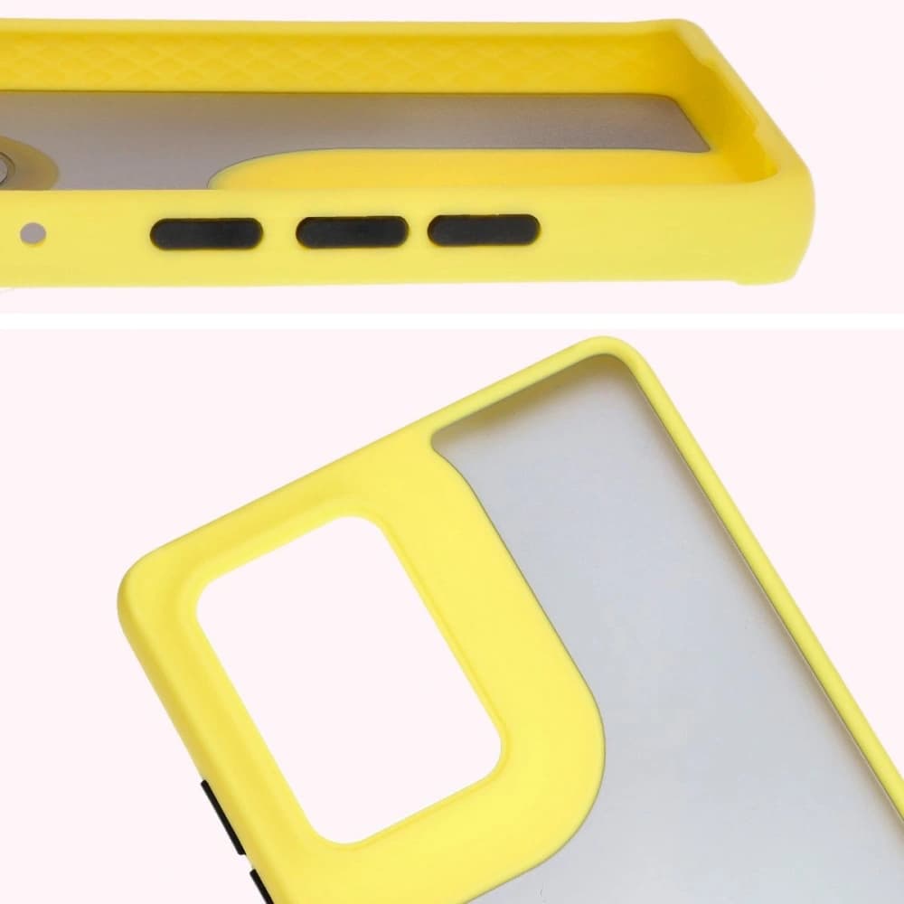 Bizon Case Hybrid Ring Motorola Edge 50 Fusion smoky with a yellow frame - 3