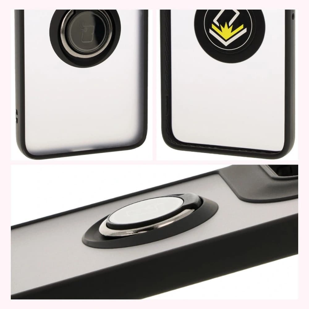 Bizon Case Hybrid Ring Motorola Edge 50 Neo fumuriu cu un cadru negru - 4