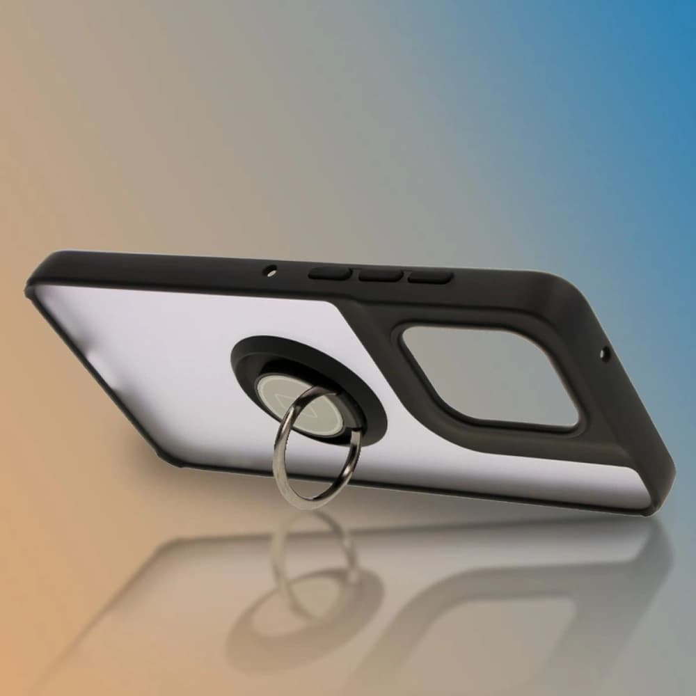 Bizon Case Hybrid Ring Motorola Edge 50 Neo fumuriu cu un cadru negru - 6