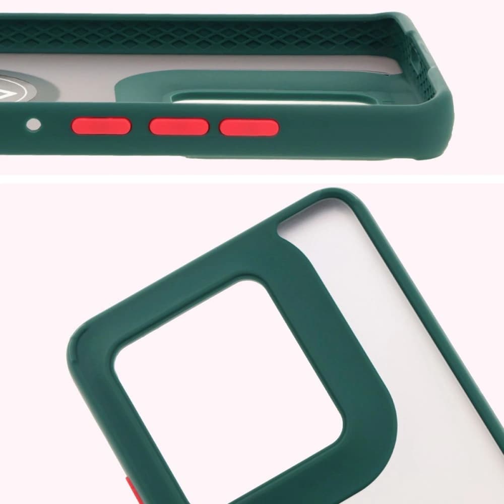 Bizon Case Hybrid Ring Motorola Edge 50 Ultra rauchig mit einem dunkelgrünen Rahmen - 3