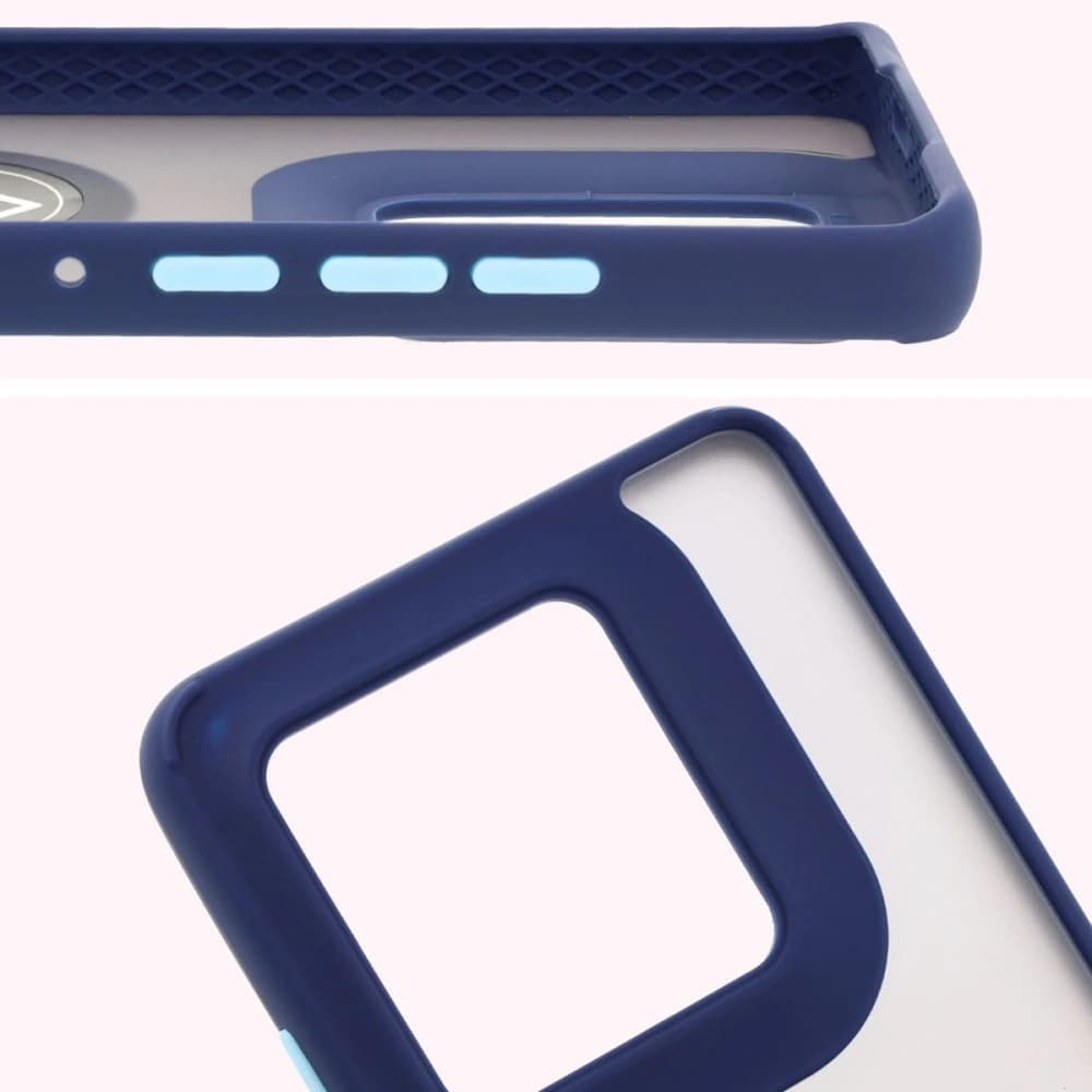 Bizon Case Hybrid Ring Motorola Edge 50 Ultra rauchig mit einem navyblauen Rahmen - 3