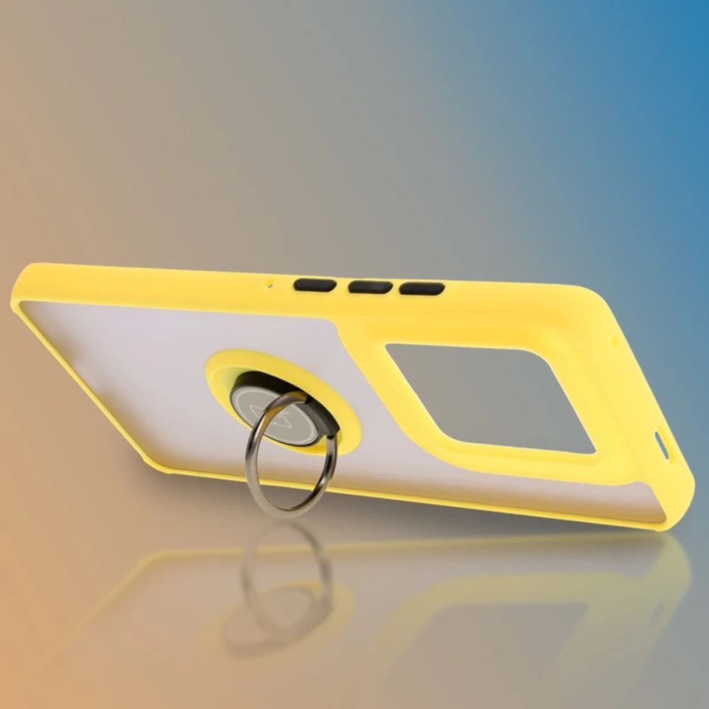 Bizon Case Hybrid Ring Motorola Edge 50 Ultra rauchig mit einem gelben Rahmen - 6