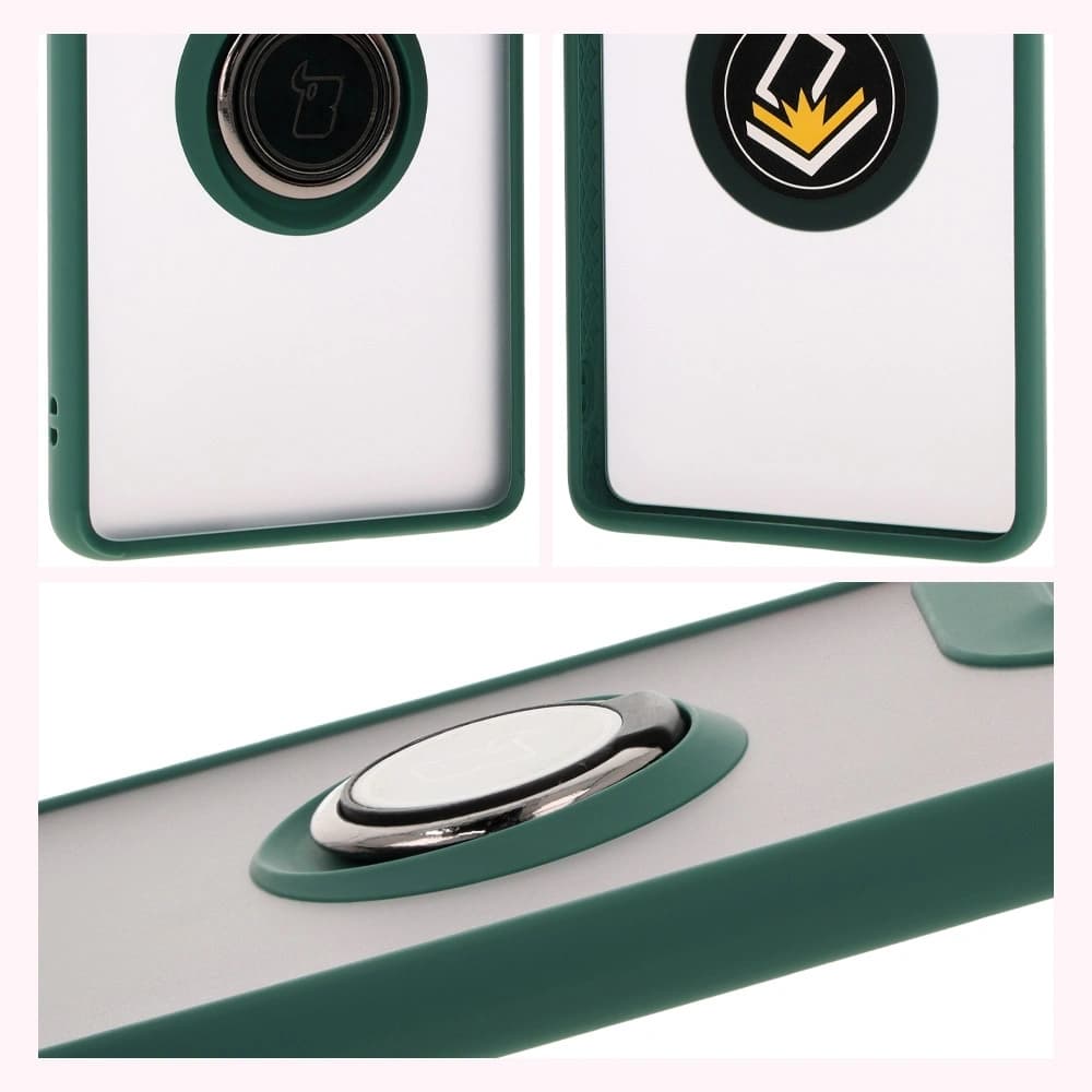 Bizon Case Hybrid Ring Motorola Moto G85 5G rauchig mit einem dunkelgrünen Rahmen - 4
