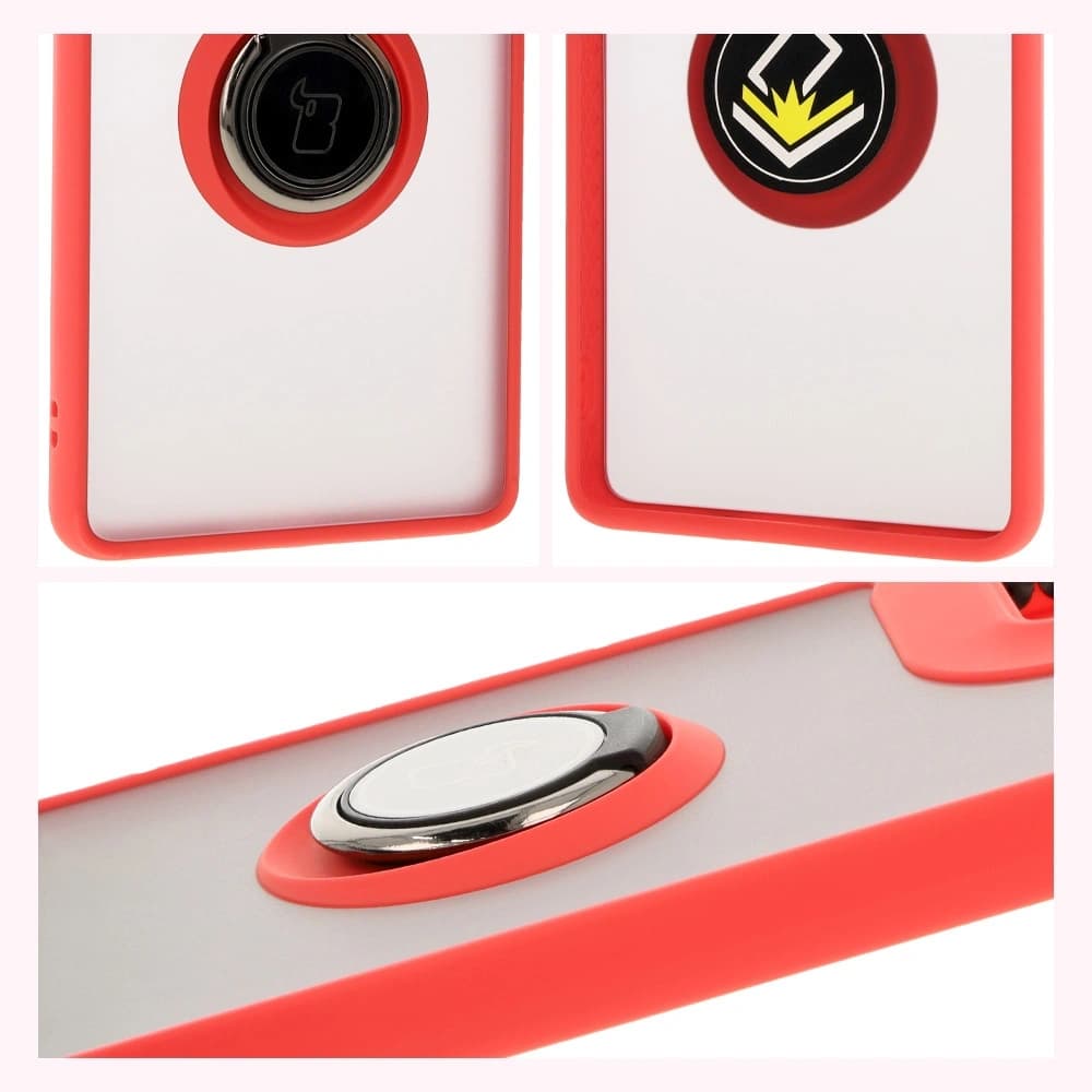 Bizon Case Hybrid Ring Motorola Moto G85 5G rauchig mit einem roten Rahmen - 4