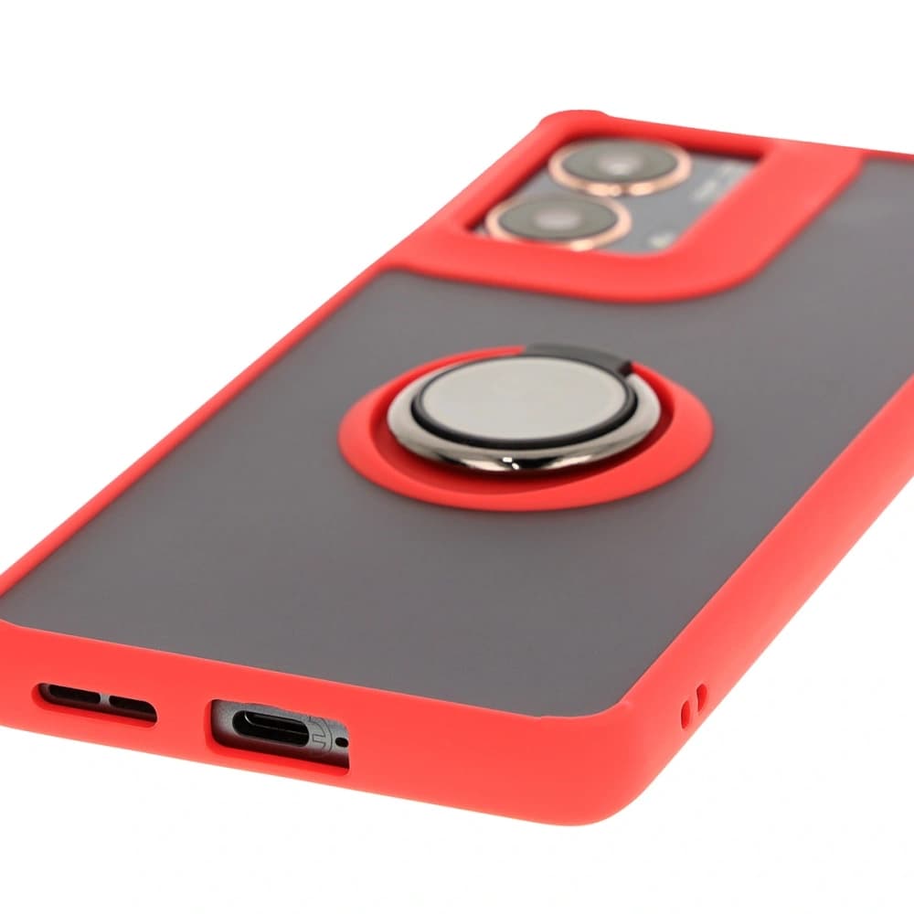 Bizon Case Hybrid Ring Motorola Moto G85 5G rauchig mit einem roten Rahmen - 5