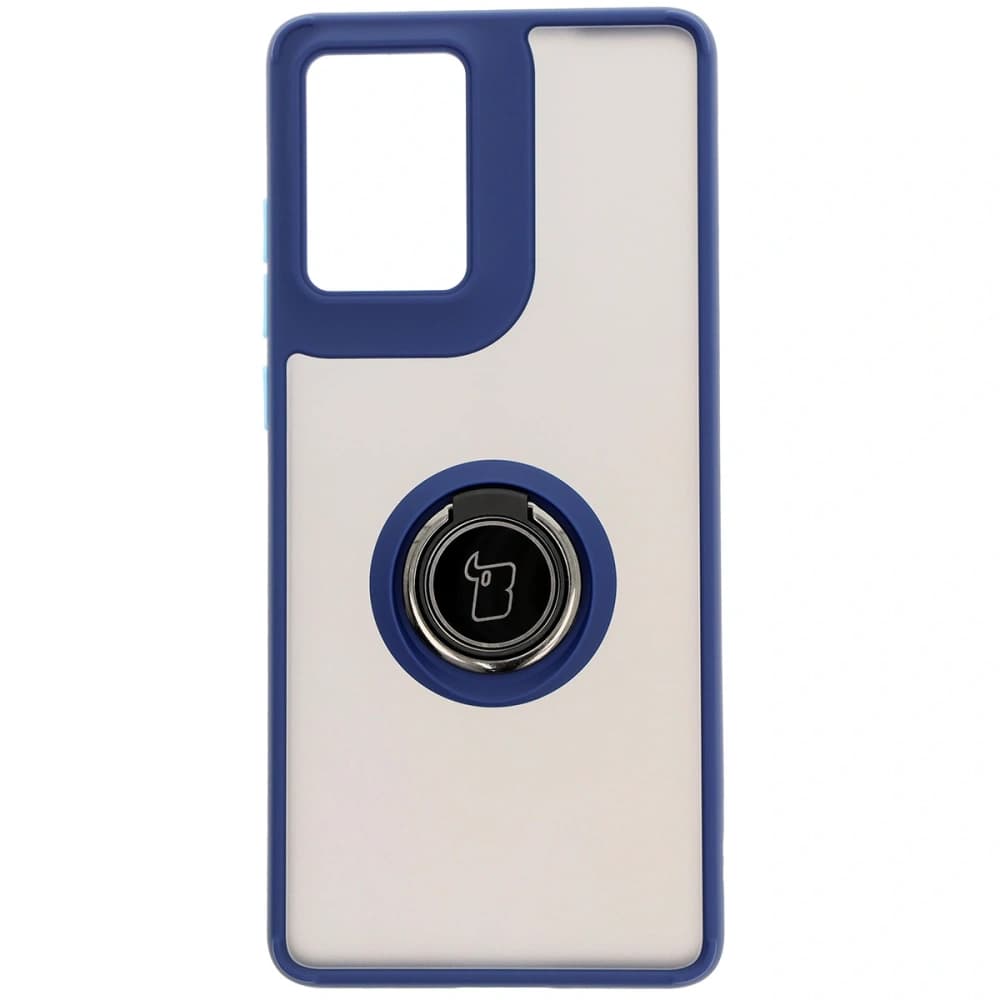 Bizon Case Hybrid Ring Motorola Moto G85 5G rauchig mit einem marineblauen Rahmen - 2