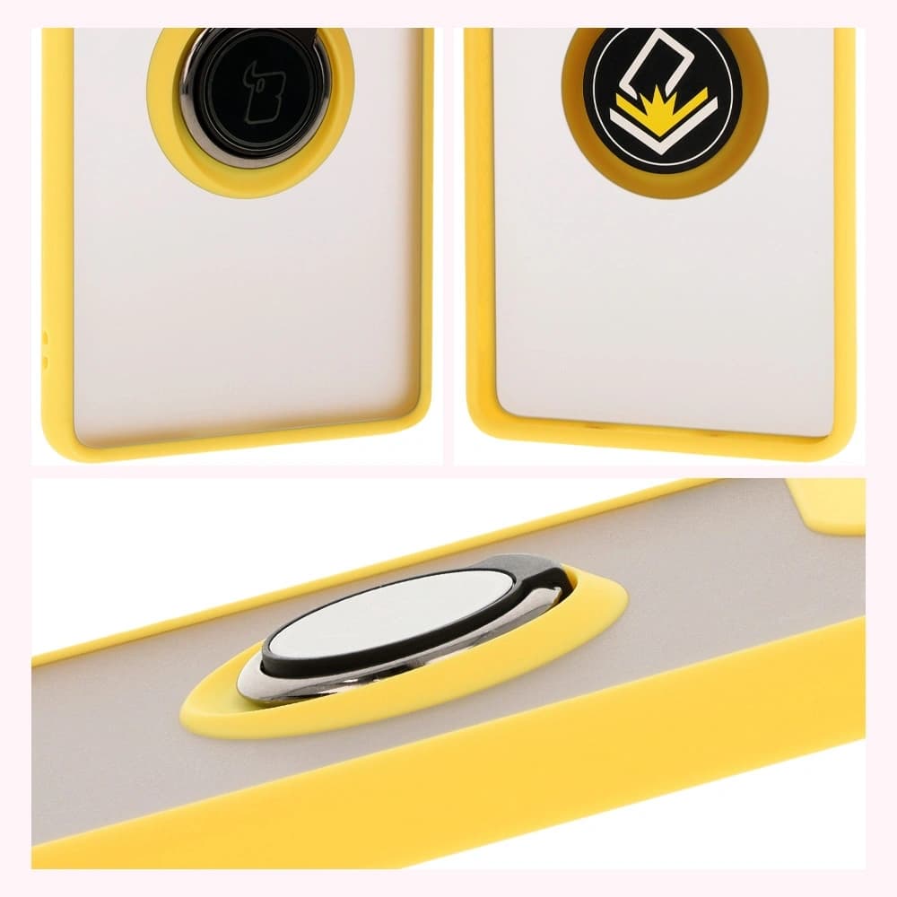 Bizon Case Hybrid Ring Motorola Moto G85 5G rauchig mit einem gelben Rahmen - 4