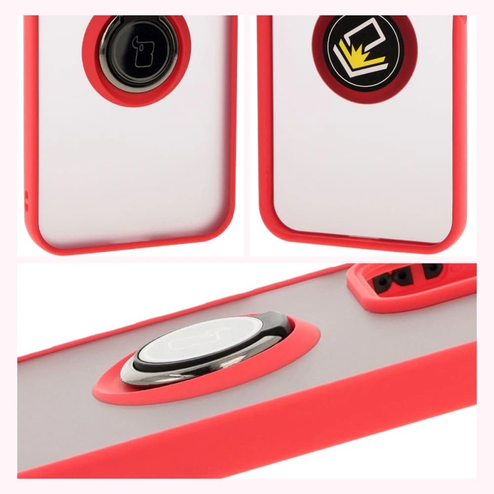 Bizon Case Hybrid Ring Honor 200 Lite smoky with a red frame - 4