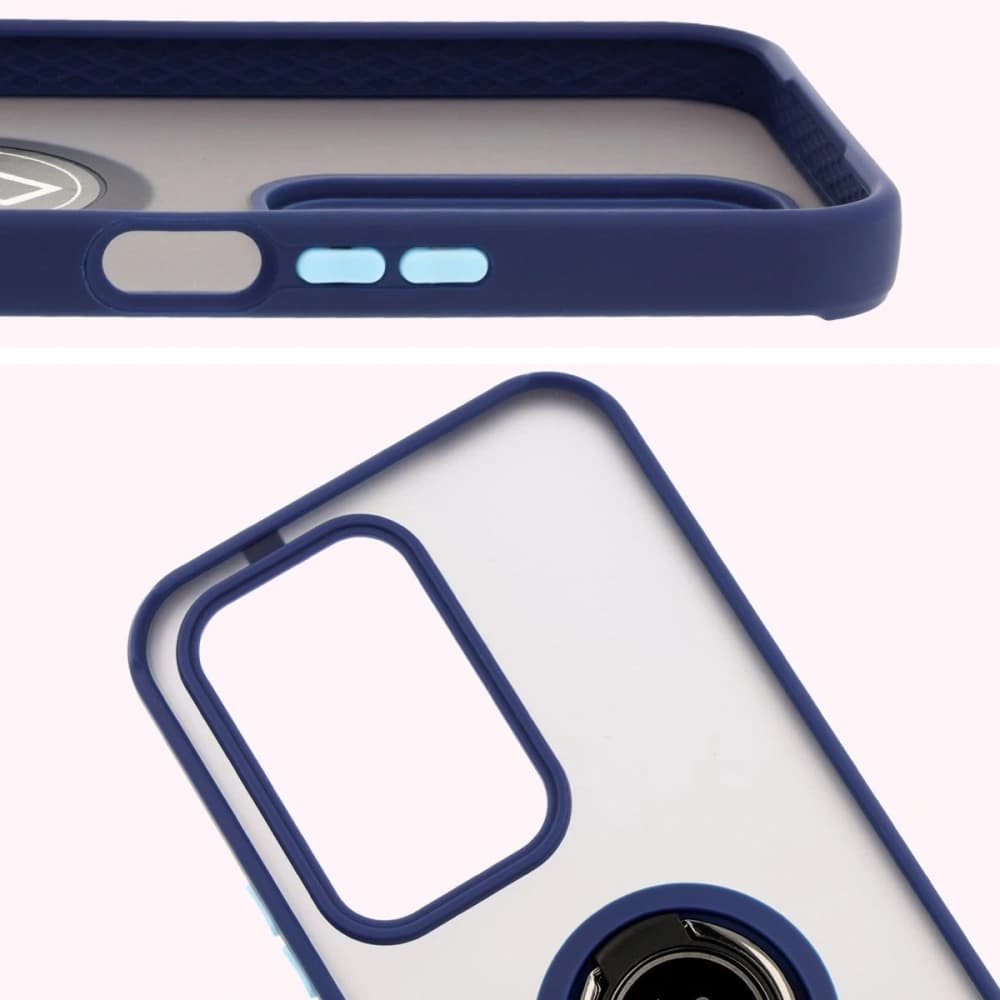 Bizon Case Hybrid Ring Honor 200 Lite rauchig mit einem marineblauen Rahmen - 3