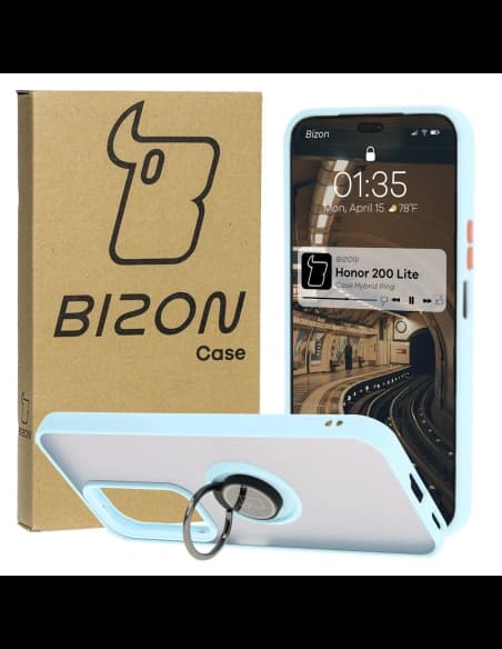Bizon Case Hybrid Ring Honor 200 Lite smoky with a light blue frame