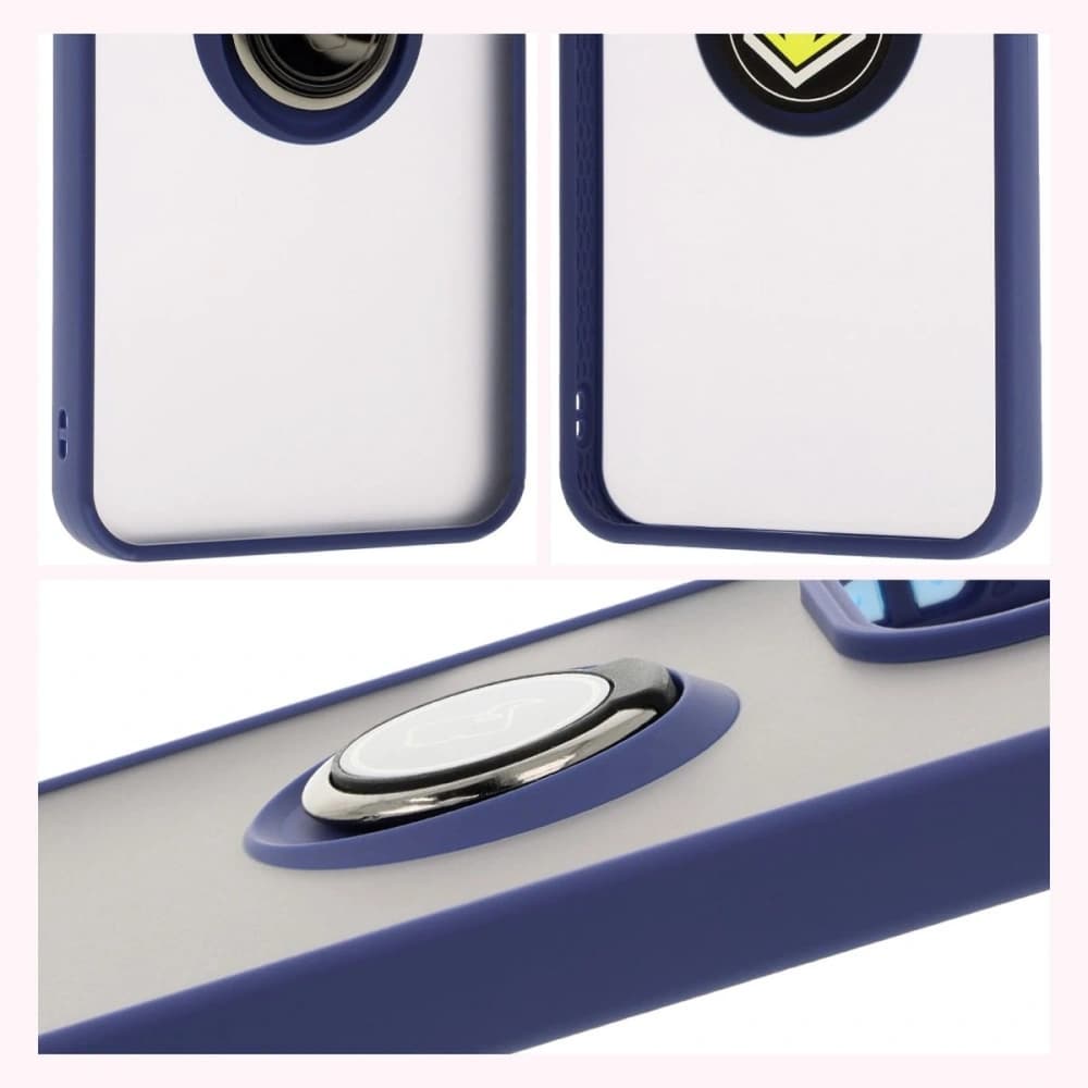 Bizon Case Hybrid Ring Xiaomi Redmi 13 4G füstös színű, tengerészkék kerettel - 4