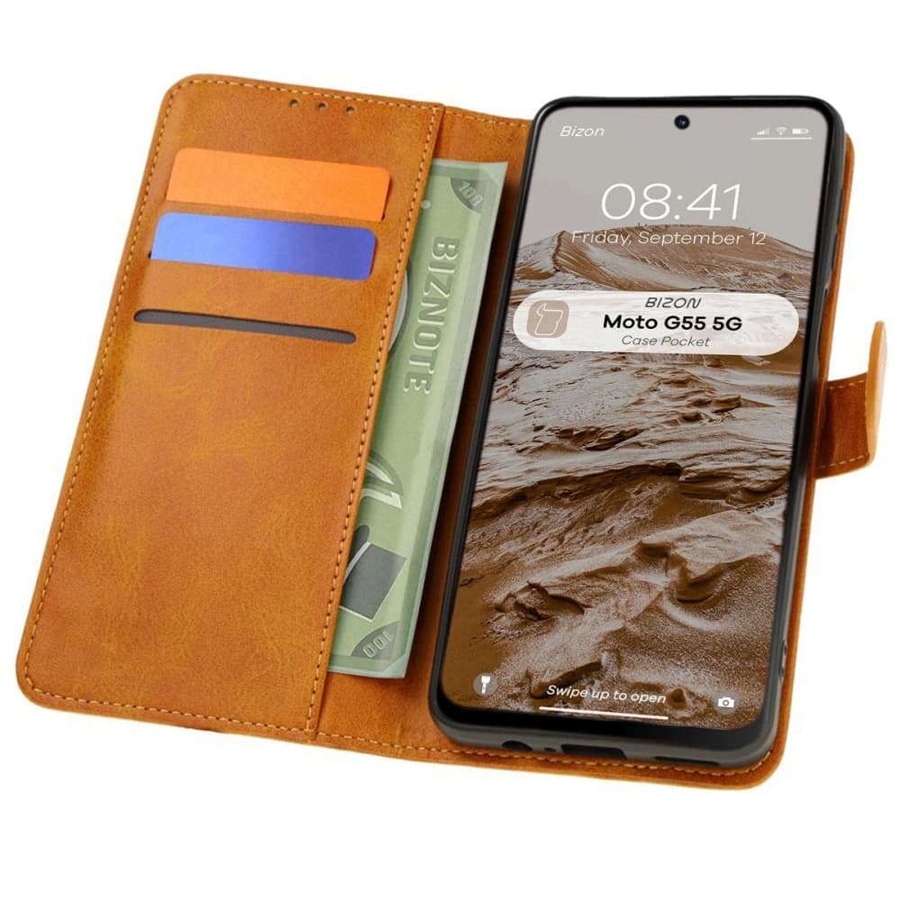 Bizon Case Pocket Motorola Moto G55 5G braun