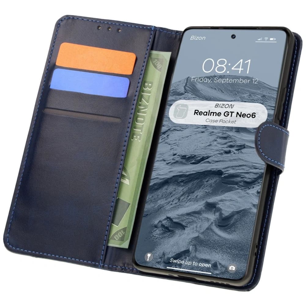 Etui s klopou Bizon Case Pocket pro Realme GT 6 / 6T / Neo 6 / Neo 6 SE modré - 1