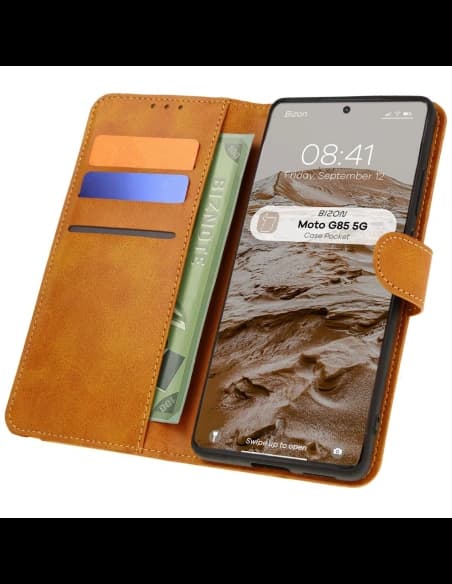 Bizon Case Pocket Motorola Moto G85 5G braun