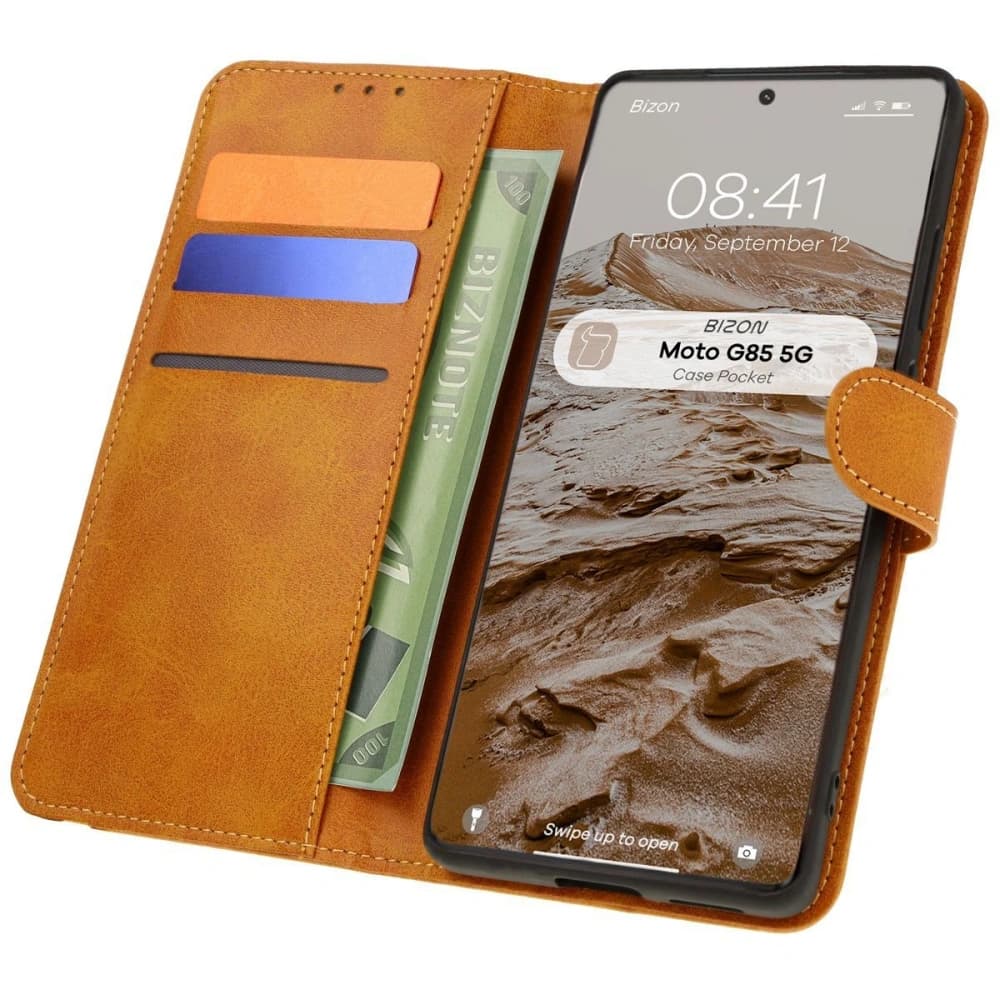 Bizon Case Pocket Motorola Moto G85 5G brown - 1