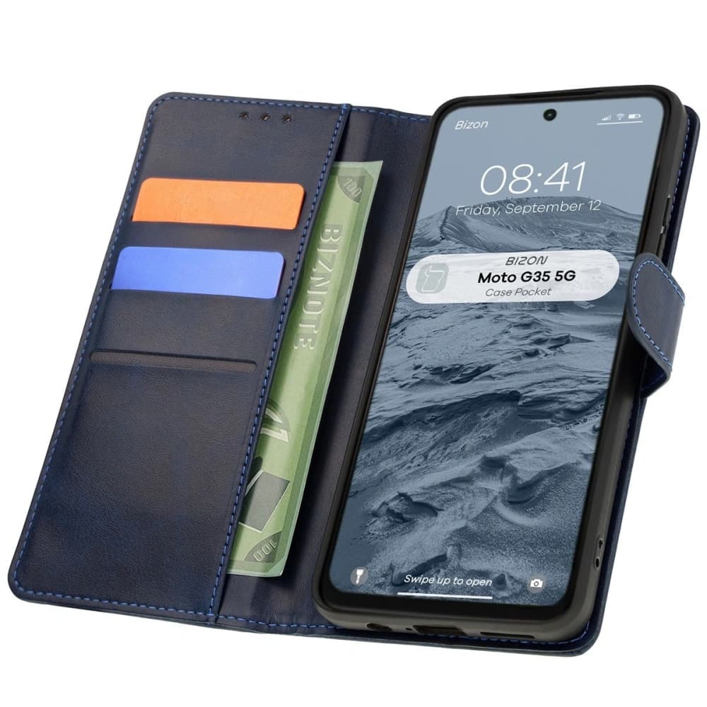 Bizon Case Pocket Motorola Moto G35 5G albastru marin