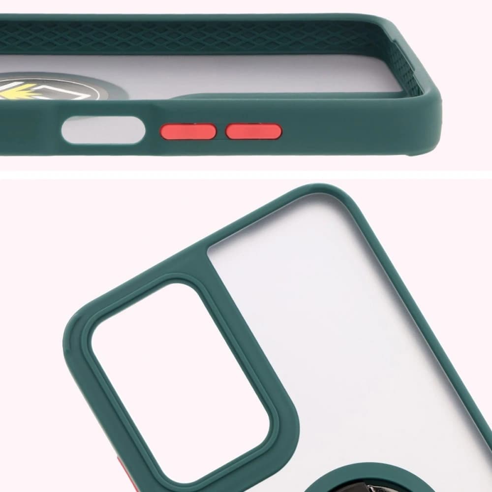 Bizon Case Hybrid Ring Motorola Moto G35 5G rauchig mit einem dunkelgrünen Rahmen - 3