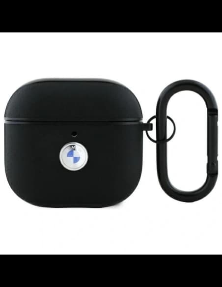 Etui BMW BMA4SSLBK Apple AirPods 4 kryt Pravá kůže Stříbrné logo černý/black