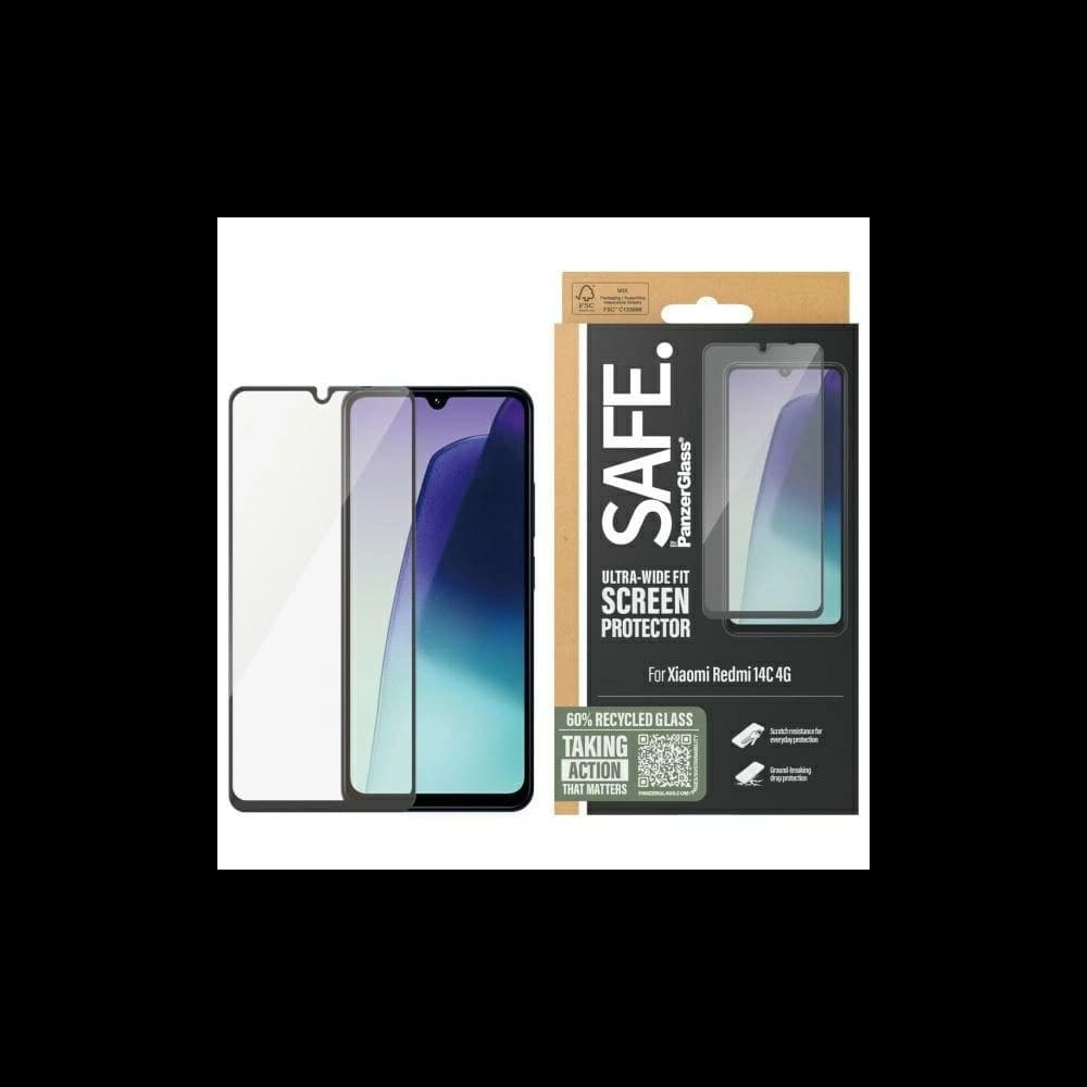 SAFE de PanzerGlass Xiaomi Redmi 14C 4G Protecție Ecran Ultra-Wide Fit - 1