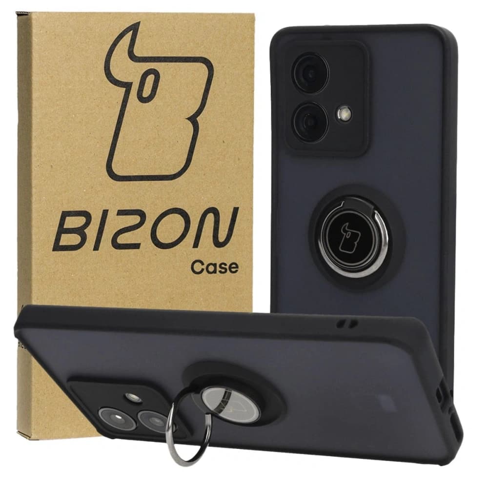 Bizon Case Hybrid Ring Motorola Edge 40 Neo smoky with a black frame