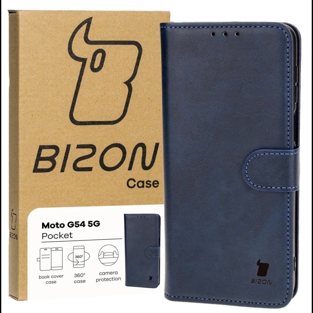 Etui s klopou Bizon Case Pocket pro Motorola Moto G54 5G modré