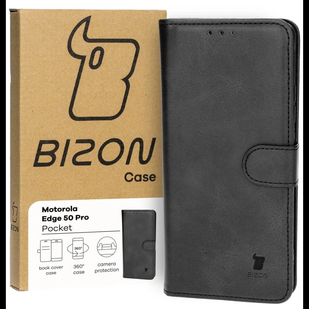 Etui s klopou Bizon Case Pocket pro Motorola Edge 50 Pro černé - 2