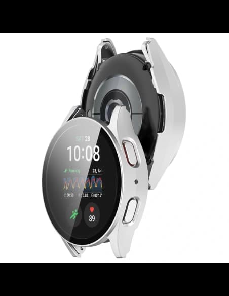 Bizon Case+Glass Óra Samsung Galaxy Watch 7 44 mm selyem ezüst