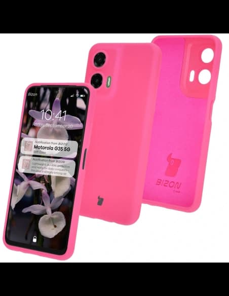 Silikonové pouzdro Bizon Soft Case pro Motorola Moto G35 5G neonově růžové
