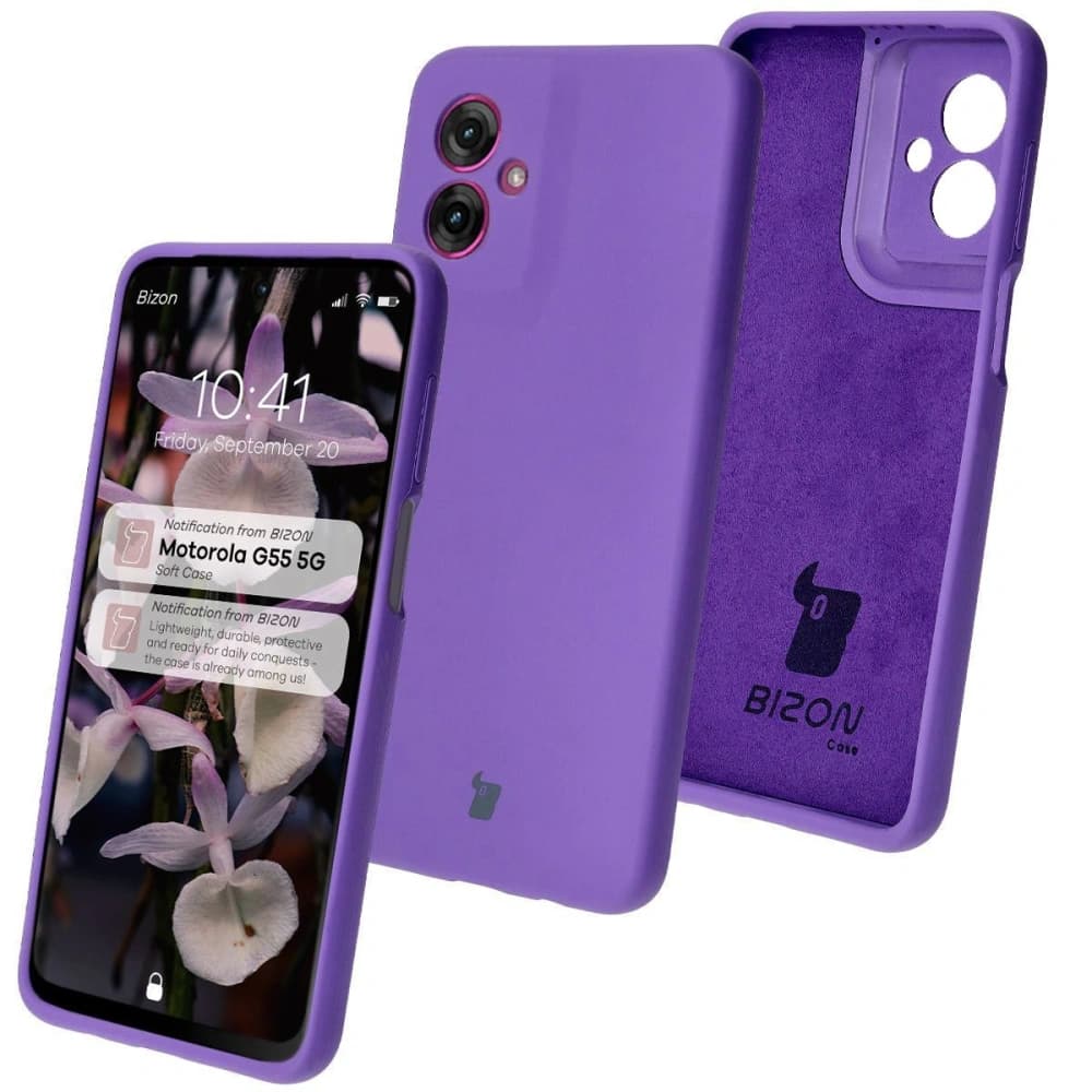 Bizon Soft Case Motorola Moto G55 5G lila