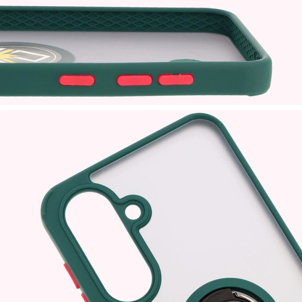 Bizon Case Hybrid Ring Samsung Galaxy A36 5G / A56 5G füstös sötétzöld kerettel - 3