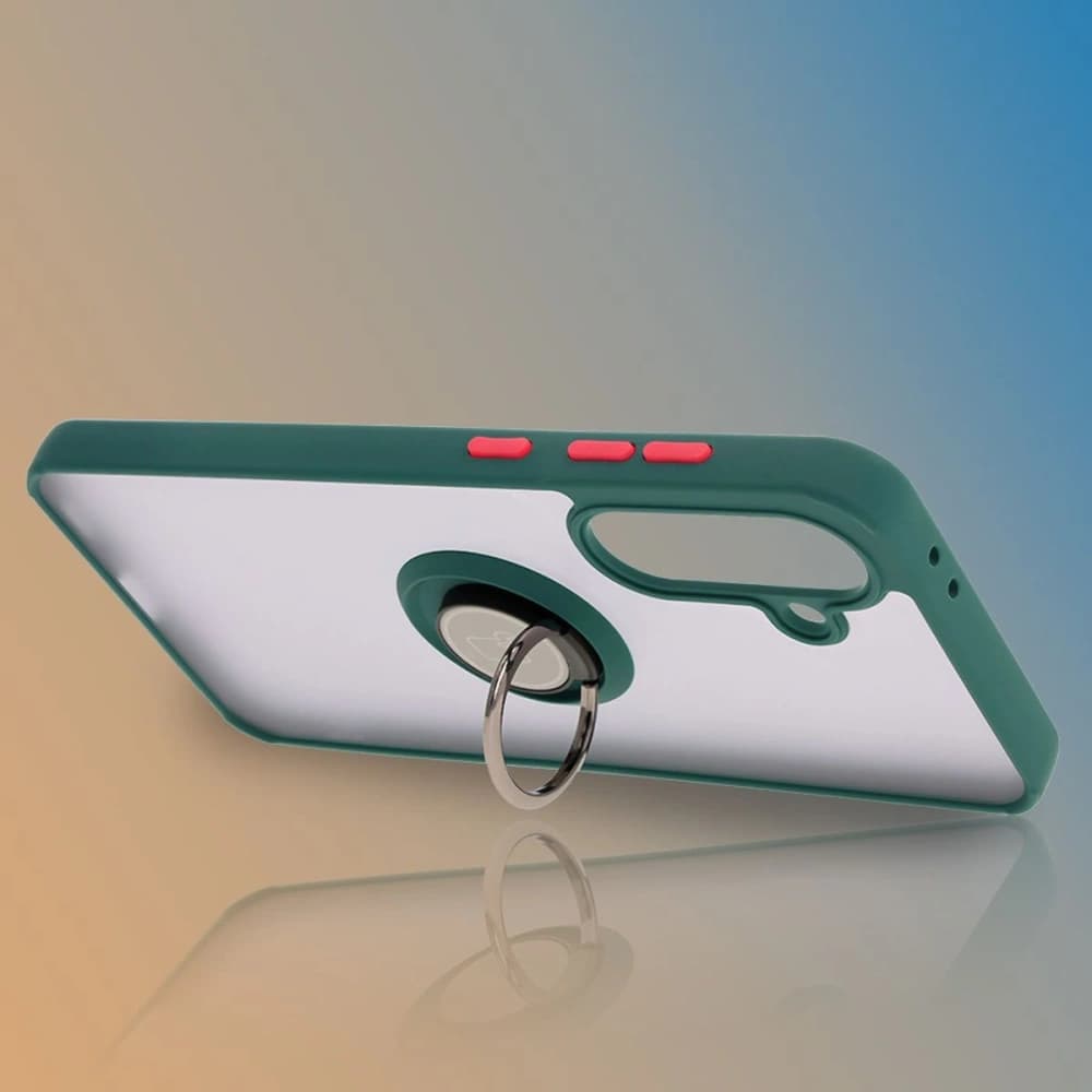 Bizon Case Hybrid Ring Samsung Galaxy A36 5G / A56 5G füstös sötétzöld kerettel - 6