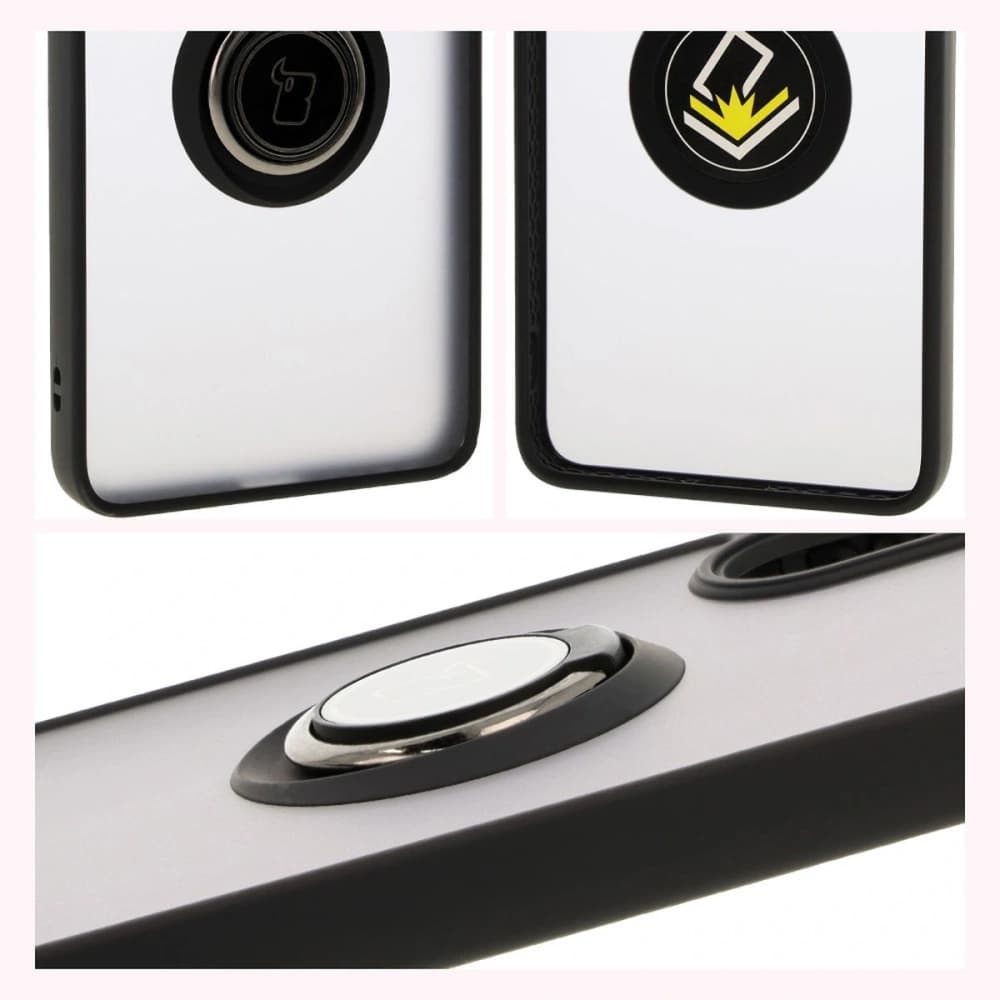 Etui s držákem na prst Bizon Case Hybrid Ring do Samsung Galaxy A36 5G / A56 5G kouřové s černým rámečkem - 4