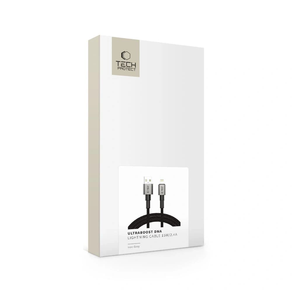 Tech-Protect Ultraboost DNA USB-A / Lightning kábel 15W/2.4A 200cm Vas Szürke - 8