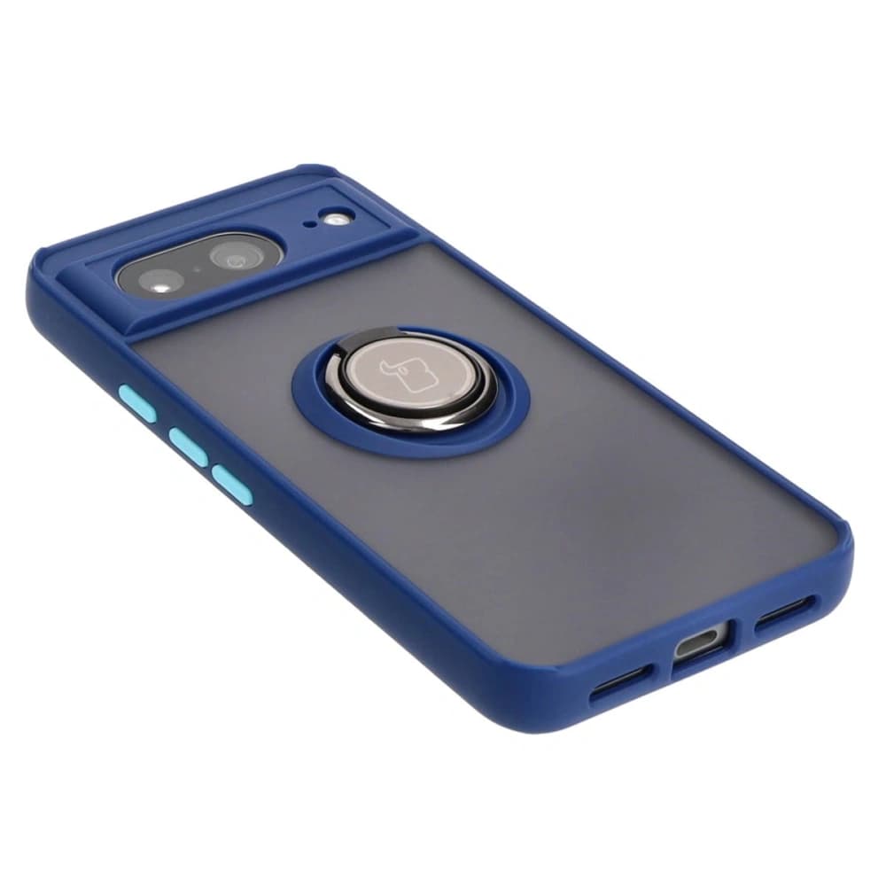 Bizon Case Hybrid Ring Google Pixel 8 fumurie cu un cadru albastru marin - 4