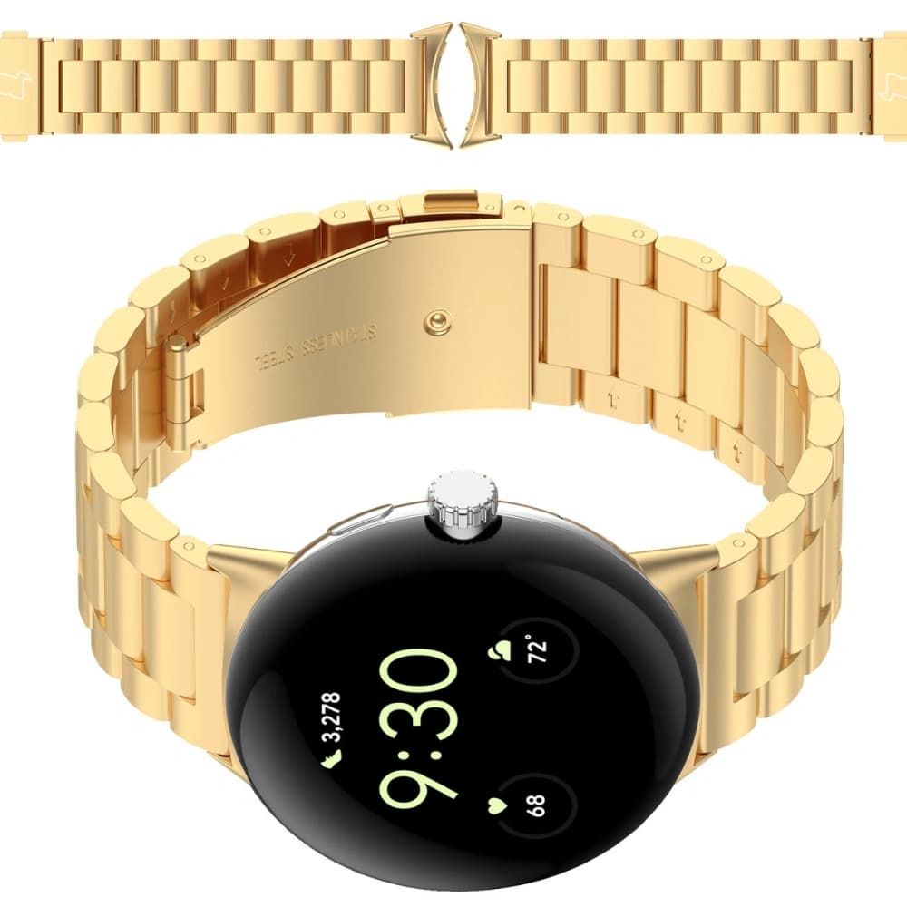 Pasek ze stali nierdzewnej Bizon Strap Watch Aura do Google Pixel Watch 3 45 mm zlatý - 1