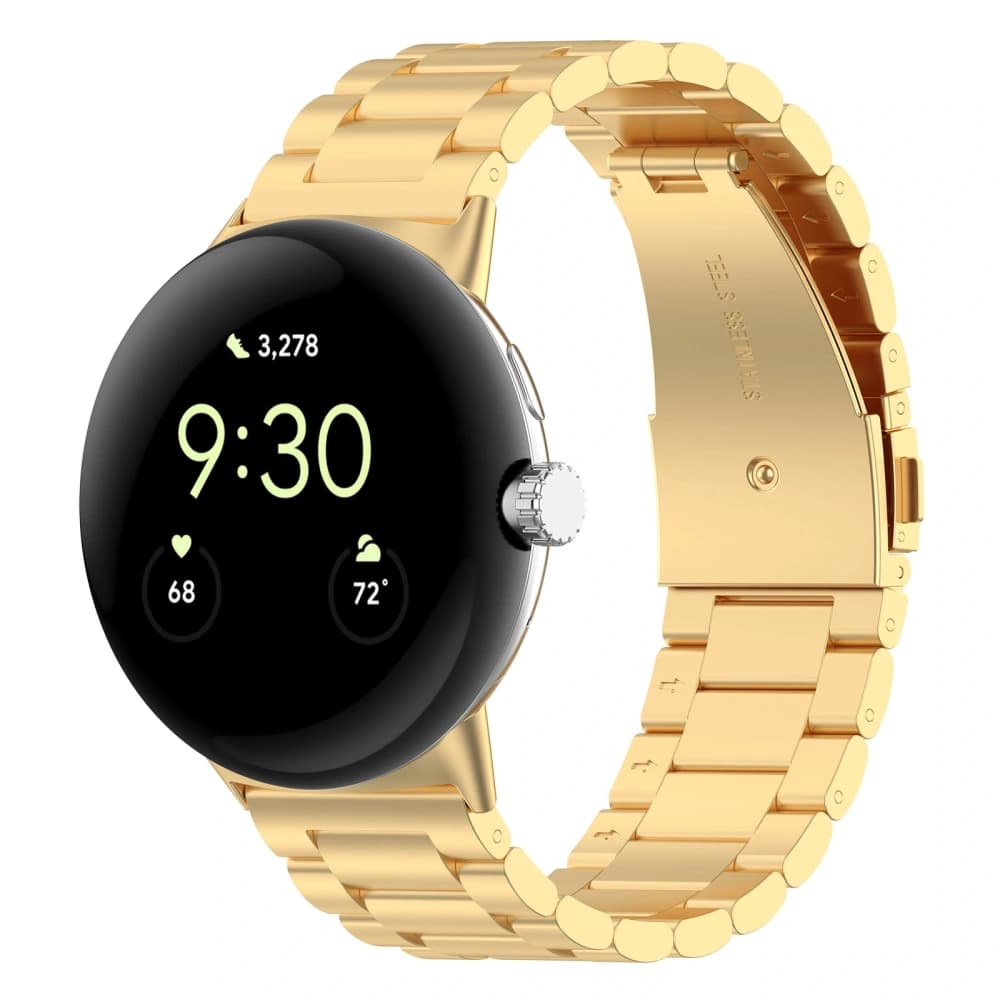 Pasek ze stali nierdzewnej Bizon Strap Watch Aura do Google Pixel Watch 3 45 mm zlatý - 2
